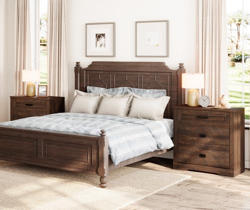 Image of WAMPAT 32-inch Tall Large Wooden Nightstand with Drawers