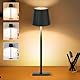 LED Tischlampe, Kabellos Mit Touch, 5200 mAh, 3 Farbtemperaturen, Höhenverstellbar, Nachttischlampe, Leselampe, Campinglampe, Tischleuchte, Akku Lampe, IP54 Wasserdichte Outdoor Lampe, Schwarz.