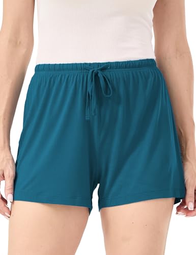 Image of GYS Women's Bamboo Viscose Cooling High Waisted Pajama Shorts | Moisture wicking, Breathable, Tagless, Soft stretch, Elastic waist with drawstring, for hot flashes & summer sleep