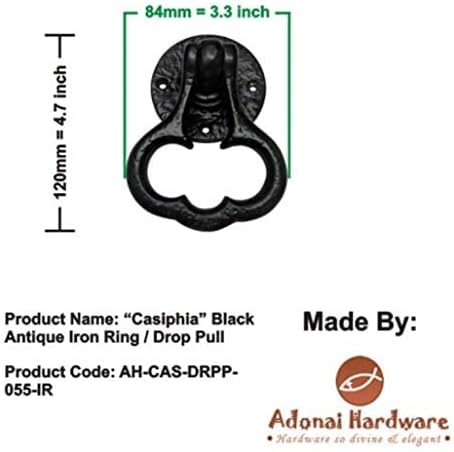Adonai Hardware "Casiphia Black Antique Iron Ring/Drop Pull