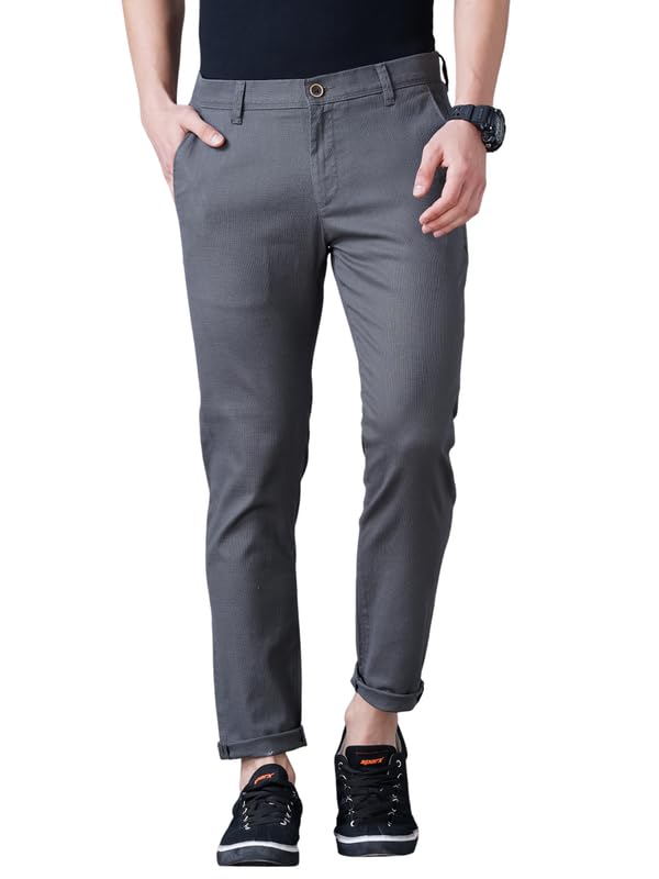 Image of British Club 100% Cotton Slim Fit Flat-Front Trousers for Men | Tailored Design for a Clean Look | Versatile for Office & Casual Wear | Lightweight Breathable Fabric | Black