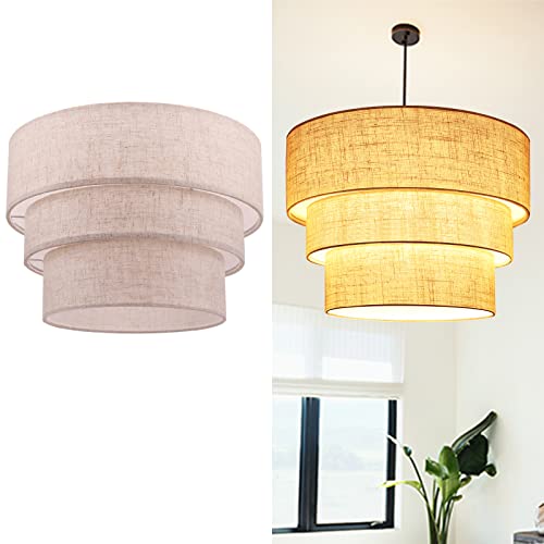 3-Tier Lamp Shade for Floor Lamps, 13 inch Large Pendant Lampshade, Hanging Light Cover Beige
