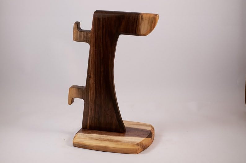 HRKA Premium Wooden Headphone Stand – Handcrafted Organizer for Desk, Durable & Stylish Holder Ideal for Gamers & Professionals | Wooden Headphone Stand (EchoWood Dual Holder)