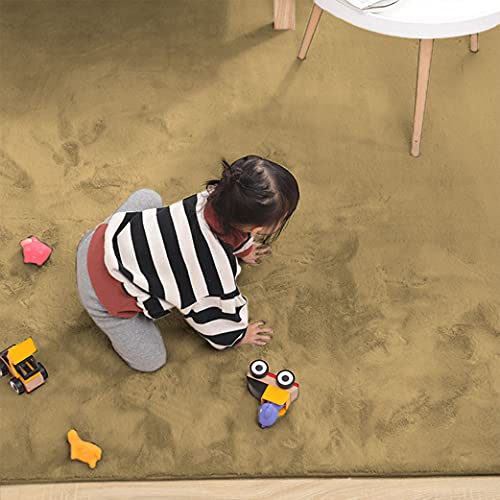 Image of Luxe Home Rabbit Fur Soild CarpetSuper Soft, Anti-Slip, Washable, Rectangle, for Livingroom Rug, in Bedroom Rug (Anti Gold, 3x5 Feet)
