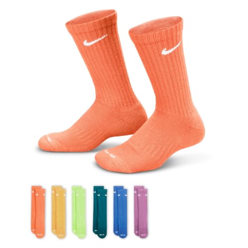 Image of Nike Unisex Kids' Everyday Cushioned Crew Socks (6-Pack) | Boys and Girls
