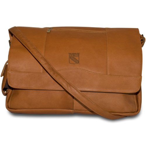 NHL New York Rangers Tan Leather Laptop Messenger Bag