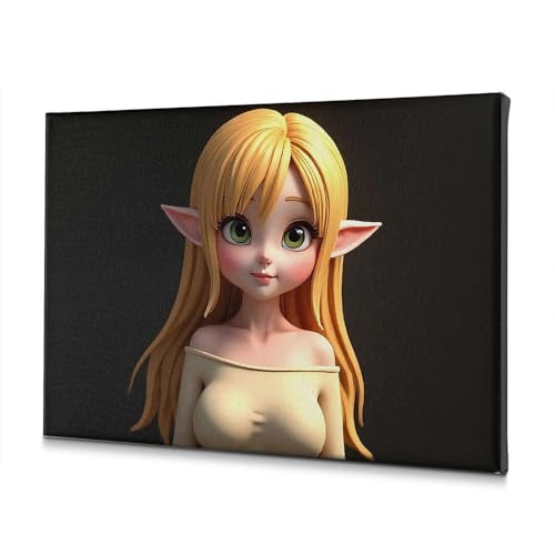 Toile elfe aux cheveux blonds 40x60cm pour décoration murale