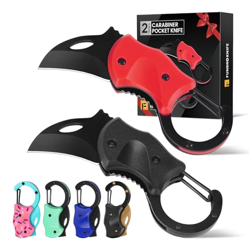 FUNBRO Small Pocket Knife Gift for Men | Keychain Box Cutter with 1.34" Blade, Mini Folding Knife EDC Gadgets, Stocking Stuffers Gift for Adults — additional product view
