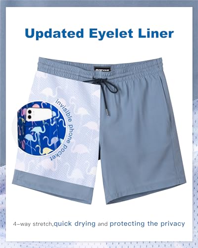 Image of SURF CUZ Mens Swim Trunks with Compression Liner Swim Shorts 7 inch Swimming Trunks Stretch 7 Inch Swim Suits Quick Dry