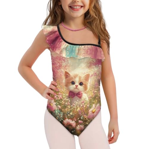 Kids Swimsuits for Girls 3-14 One Piece Bathing Suit Summer Ruffle One Shoulder Swimwear for Beach Pool Water Park2