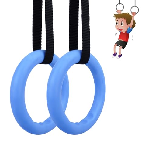 Image of Kids Gymnastics Rings Play Set - Indoor /Outdoor Hanging Fitness Toys for Boys & Girls | Adjustable 170 cm Strap | 25 mm Grip Rings for Strength, Balance & Fun