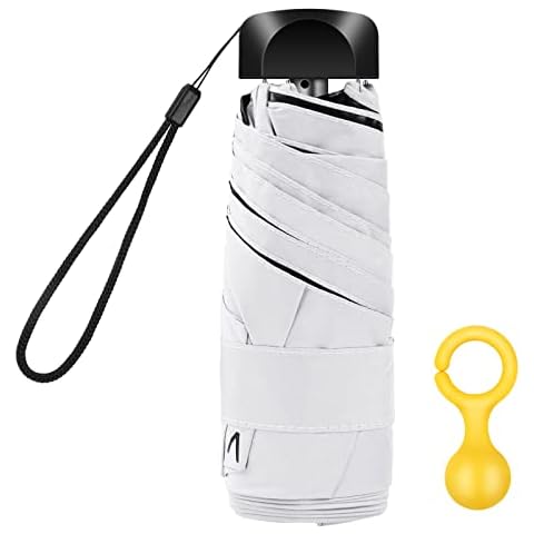 Vicloon Mini Regenschirm, Taschenschirme mit Regenschirmhaken, 6 Rippen, Aluminium Schirmständer Cover