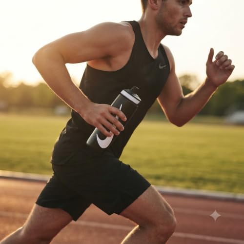 Image of NIKE REFUEL Bottle 24 OZ - Black /Black /White, 709 ML | Squeezable Material, Textured Surface, Quick Hydration