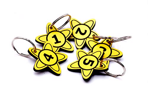 OriginDesigned Porte-clés en Forme de Fleur Jaune numéroté 1-5 - Acrylique, Chiffres gravés Noirs, idéal pour hôtels, Maisons d'hôtes, logements, casiers Cover