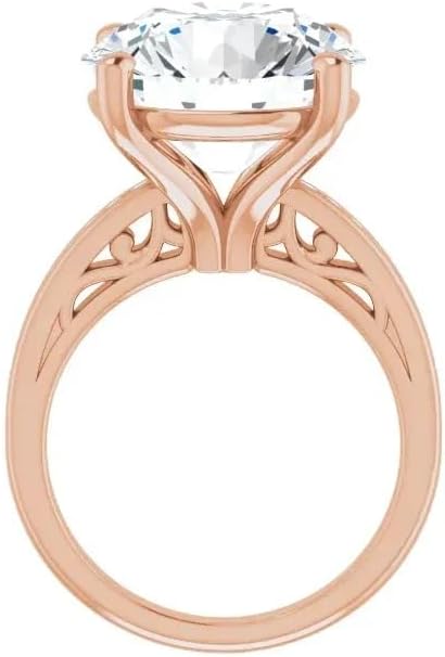 9.50 CT Round Brilliant Cut Moissanite Engagement Ring Vintage Inspired Channel Set Diamond Wedding Ring Unique Four Prong Setting 925 Sterling Silver, Solid 10K/14K/18K Gold Ring Gift For Her