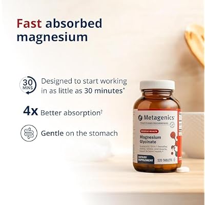 Metagenics Magnesium Glycinate 100mg-Highly Absorbable Magnesium Supplement for Sleep, Stress Relief & Muscle Relaxation - Bone, Heart & Nerve Health-Non-GMO, Gluten-Free-120 Tablets