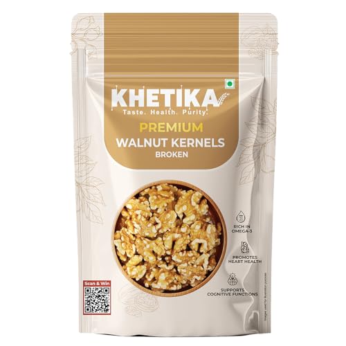 Image of Khetika Premium Broken Walnut Kernels | 200g | Walnuts Without Shell | Akhrot, Dry Fruits | Healthy Snacks | Rich in Protein, Fibre & Omega-3