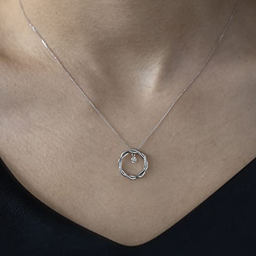 Zen Diamond 14K White Gold Necklace - 0.10 Carat Certified Diamond With G Color, Si2 Clarity - Elegant Box (17.7 Inch) #TOP2