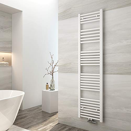 EMKE Badheizkörper 1600x400 mm, Handtuchheizkörper Mittelanschluss Badheizkörper Handtuchhalter Handtuchwärmer Handtuchtrockner Heizkörper Bad Handtuchheizung Weiß 547W