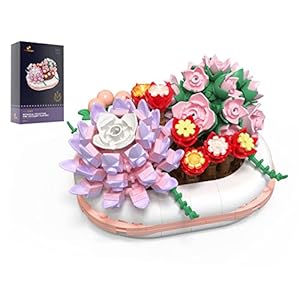 JMBricklayer Luminous Succulent Bonsai Botanical Collection Building Toys, Plants Office Room Decor Succulents Flowers…