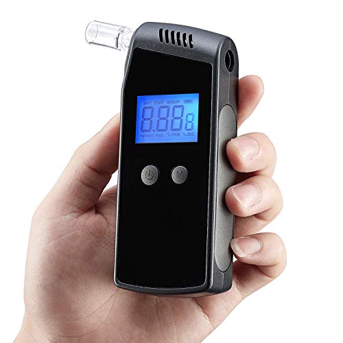 FFtopu Breathalyzer, Professional Accurate Portable Alcohol Tester with USB Rechargeable LCD Digital Display Breath Alcohol Tester with 10 Mouthpieces