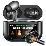 ZZU Wireless Earbuds, Bluetooth Ear Buds 5.4 with Smart Touch Screen, ENC Noise Cancelling Headphones with 48H Playtime, HiFi Stereo Sound, 5 EQ Modes, Lightweight Earphones for iPhone/Android- Black