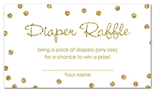MyExpression.com 48 Gold Glitter Graphic Dots Diaper Raffle Cards Cards
