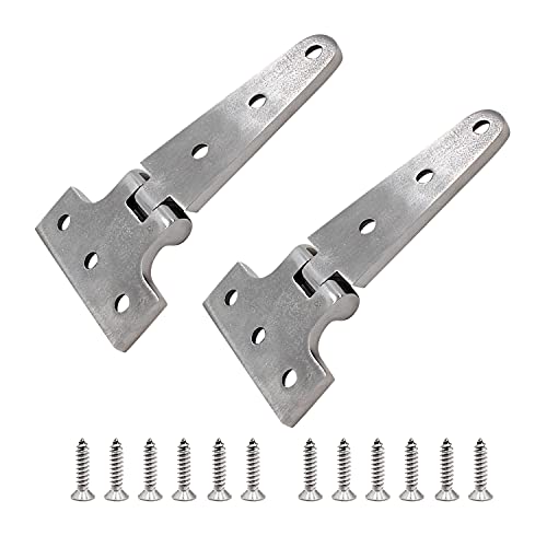 Yanyu 2 Pack 4"(L) 2"(W) Boat Strap T Hinge Boat Door Flush Triangle Hinges Heavy Duty Marine Grade 316 Stainless Steel W/Fasteners #TOP4