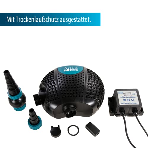 AquaForte O-Plus Vario 22.000 S, mit externer Steuerung, Durchfluss 12 bis 22 m3/Stunde, Maximale Förderhöhe 7.5 m, 70-200 Watt, Eingang 2 zoll, Ausgang 2 zoll, mit Trockenlaufschutz