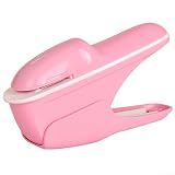 Heftklammerloser Hefter, Nadel-Papierbinder für 7–9 Blätter, kompakter Kunststoff, Büro, Schule, Statiry, umweltfreundlich, keine Metallklammern (Rosa)