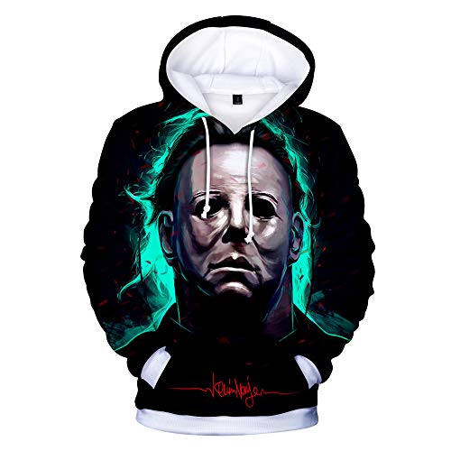 SHANYUR Sudaderas con Capucha para Hombre 3D Impreso Graffiti Bolsillos con cordón Sudaderas de Mangas Largas Michael Myers Halloween Jersey Unisex PeriféRico con Capucha XXS-XXXL