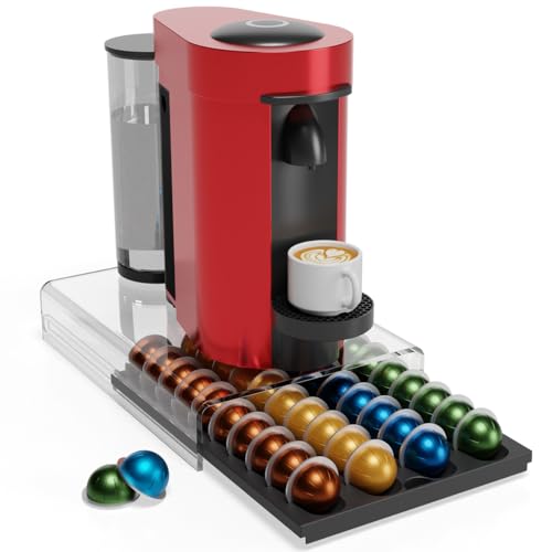 Storage Drawer for Nespresso Vertuo, Coffee Pod Holder for Counter Acrylic Top & Plastic Drawer...