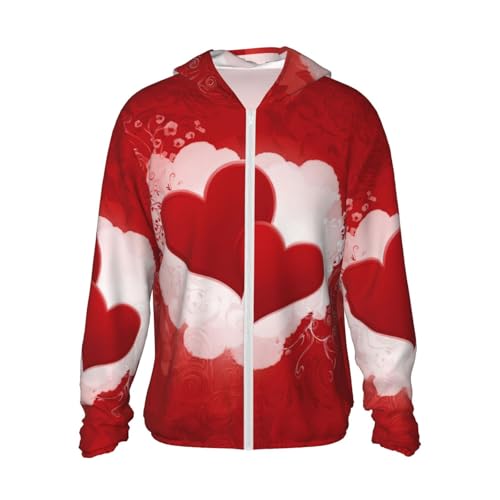 UPF 50+ Sun Protection Hoodie Rash Guard Long Sleeve Sun Shirt Valentine Day UV Shirt Full Zip Jacket