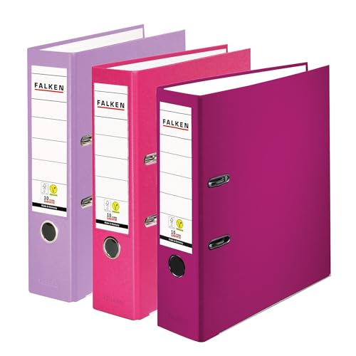 Falken lot de 3 classeurs en plastique PP-Color Végan. Fabriqué en Allemagne. 8 cm, DIN A4, Berry-Pastell assortis
