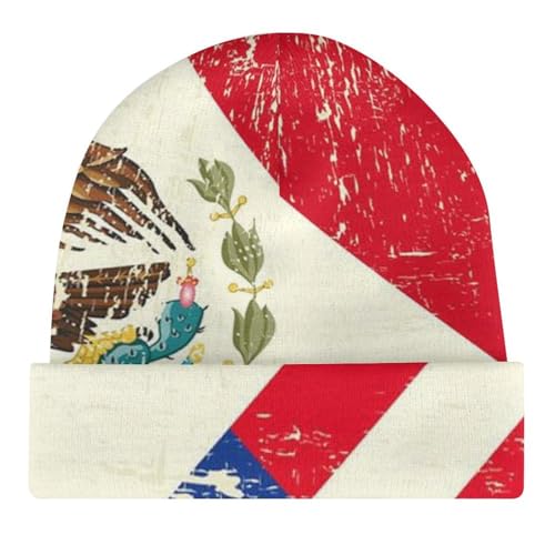 USA and Mexican FlagChildren's Polyester Knitted Hat, Easy to Travel4