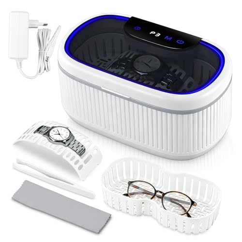 Feelhap Limpiador Ultrasonidos 45KHz,Limpiador Ultrasónico de Joyas, 550ML limpiador Sónico con Temporizador Digital, limpiador de Gafas, Maquina Ultrasonidos Limpieza para Gafas Joyas Relojes Anillos