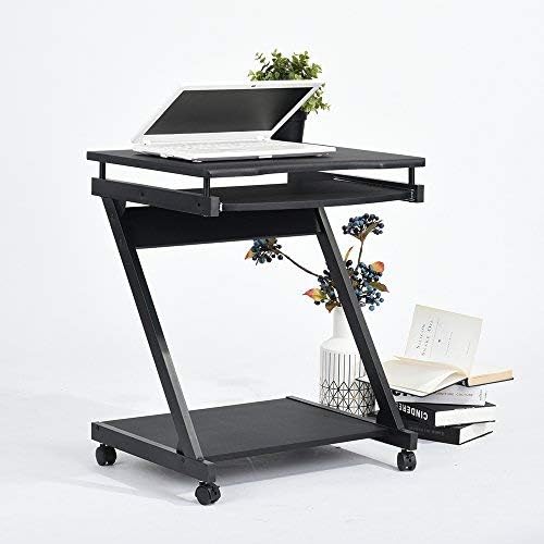 Computer Desktop Lectern Task Table 360 Swivel Wheels Office Table Mobile Ultility Desk Black