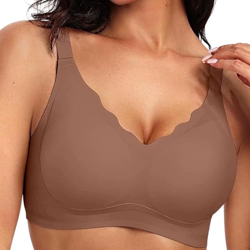 Genérico 2026 Sujetador Push up cómodo sin Aros y con Parte Inferior no Fina para Mujer (Coffee, M)