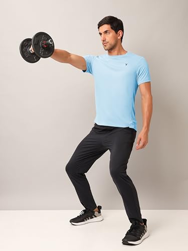 Image of TECHNOSPORT Men's Slim Fit Polyester Activewear Sports T-Shirt with Moisture-Wicking Comfort for Workout, Running & Gym