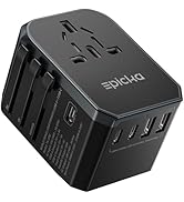 EPICKA Adaptateur Prise Universelle de Voyage, Prise Universelle Voyage, Adaptateur Universel de Voyage avec 2 USB et 3 USB C, Adaptateur International vers USA Japon Canada UK Francais, Bleu