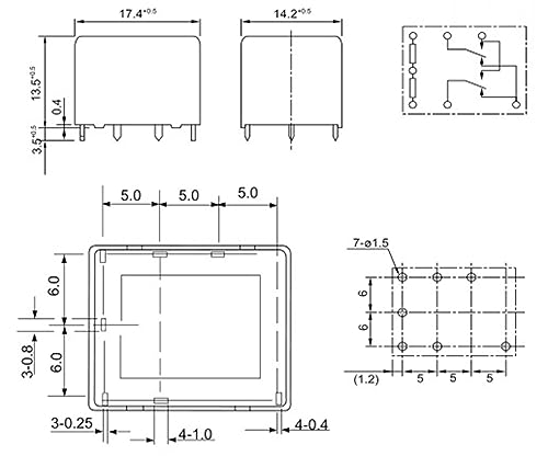 Relais 7 broches P4CN012W1 module de commutation haute précision