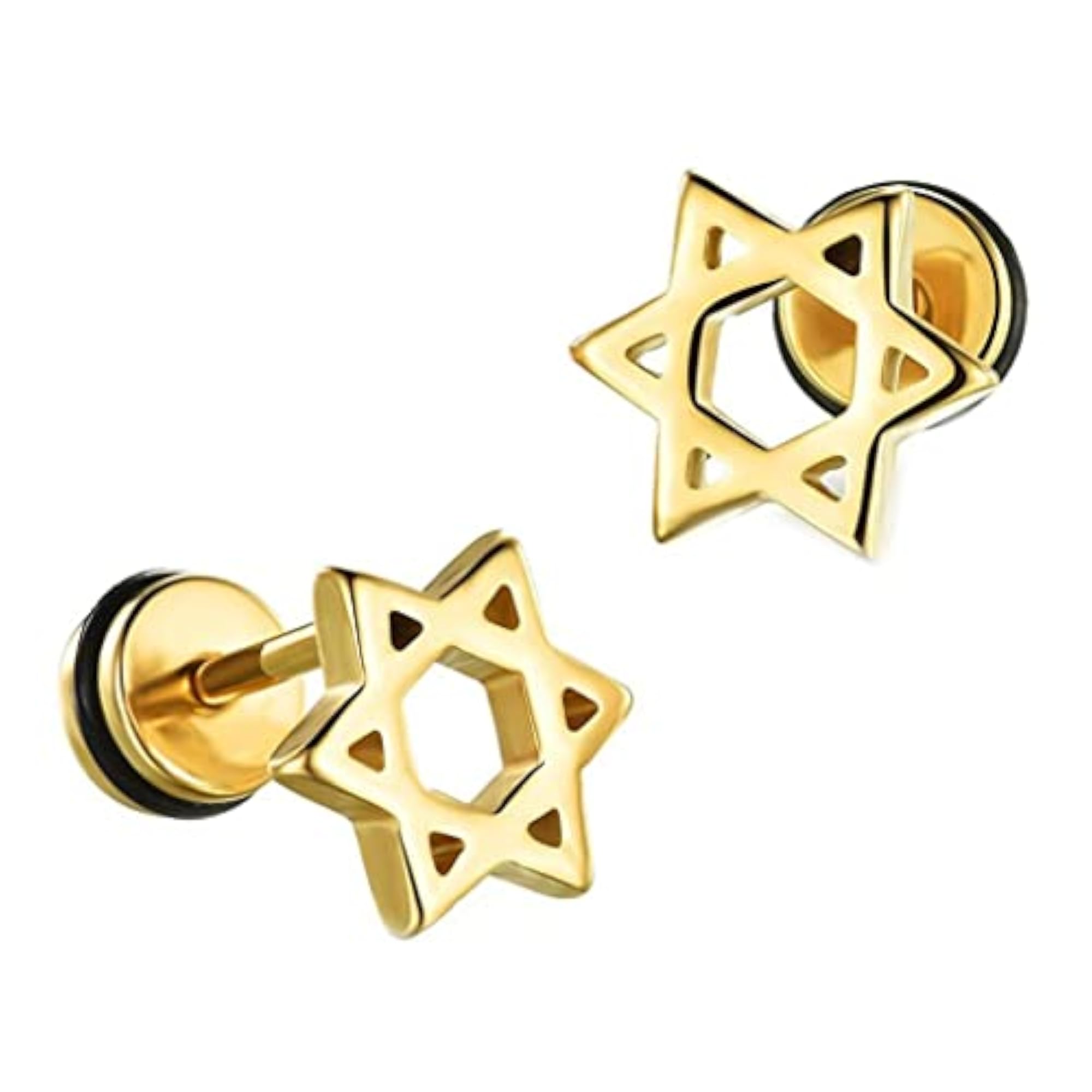 Star of David Stainless Steel Ear Stud Earrings, Gift for Him