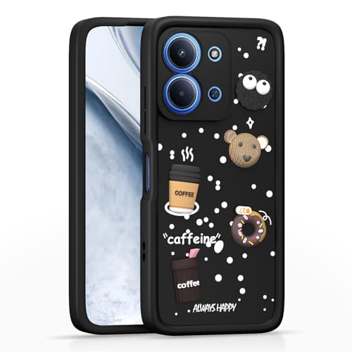 Image of Outlouders Back Cover for Redmi 15c 5G | 3D Cartoon Bear Cute Fun Silicone Full Body Protection Bumper Case (Black)