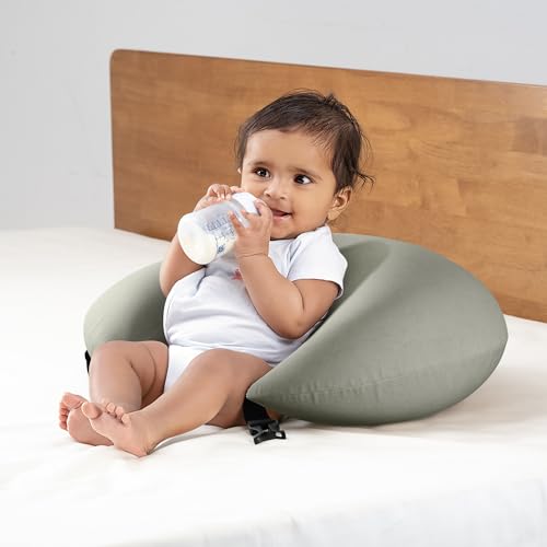 Image of Wakefit Nursing Pillow for Breastfeeding & Baby Care | 5 in 1 Feeding Pillow with Bamboo Waterproof Removable Cover | Super Soft & Machine Washable Waterproof Cover | Iron Grey