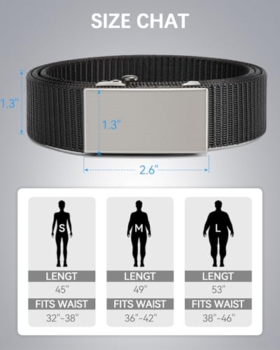 Image of BOSTANTEN Ratchet Web Belt Men, Nylon Golf Adjustable Work Belt for Men with Casual Pants