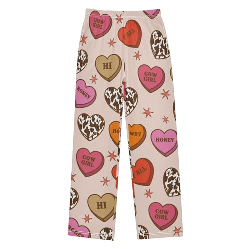 Cowgirl Heart Boys Pants Boys Athletic Pants Long Pant for Boywith Pockets Wide-Leg Size 6-14Y