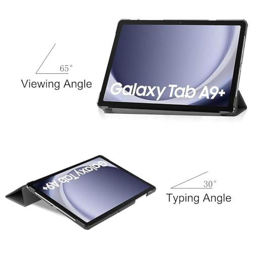 Image of ProElite Cover for Samsung Galaxy Tab A9 Plus 11 inch Case Cover, Smart Flip Case Cover for Samsung Galaxy Tab A9+ 11 inch Translucent Back with Stylus Pen, Marble Purple