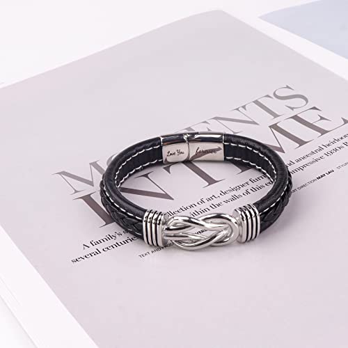 To My Grandson Braided Leather Bracelet‘i Will Always Be With You'braided Leather Bracelet For Men,Handmade Braided Rope Wristband Bracelet Gift For Son (Mahua-To My G) #TOP7