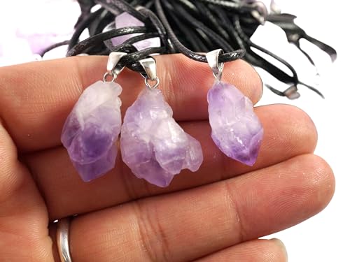 Wholesale 100-Pack Natural Crystal Pendant Amethyst Raw Stone Necklace Bulk Jewelry, Purple Crystal Quartz - Wholesale Items for Boutique (100PCS Lot)4