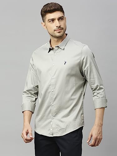 Image of Thomas Scott Men's | Solid | Full Sleeve | Slim Fit | Cotton Blend | Spread Collar | Casual Shirt